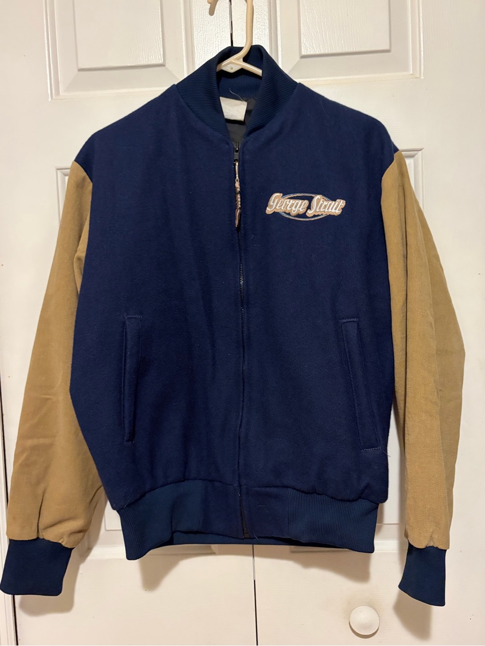 Navy and Tan Bomber Jacket
